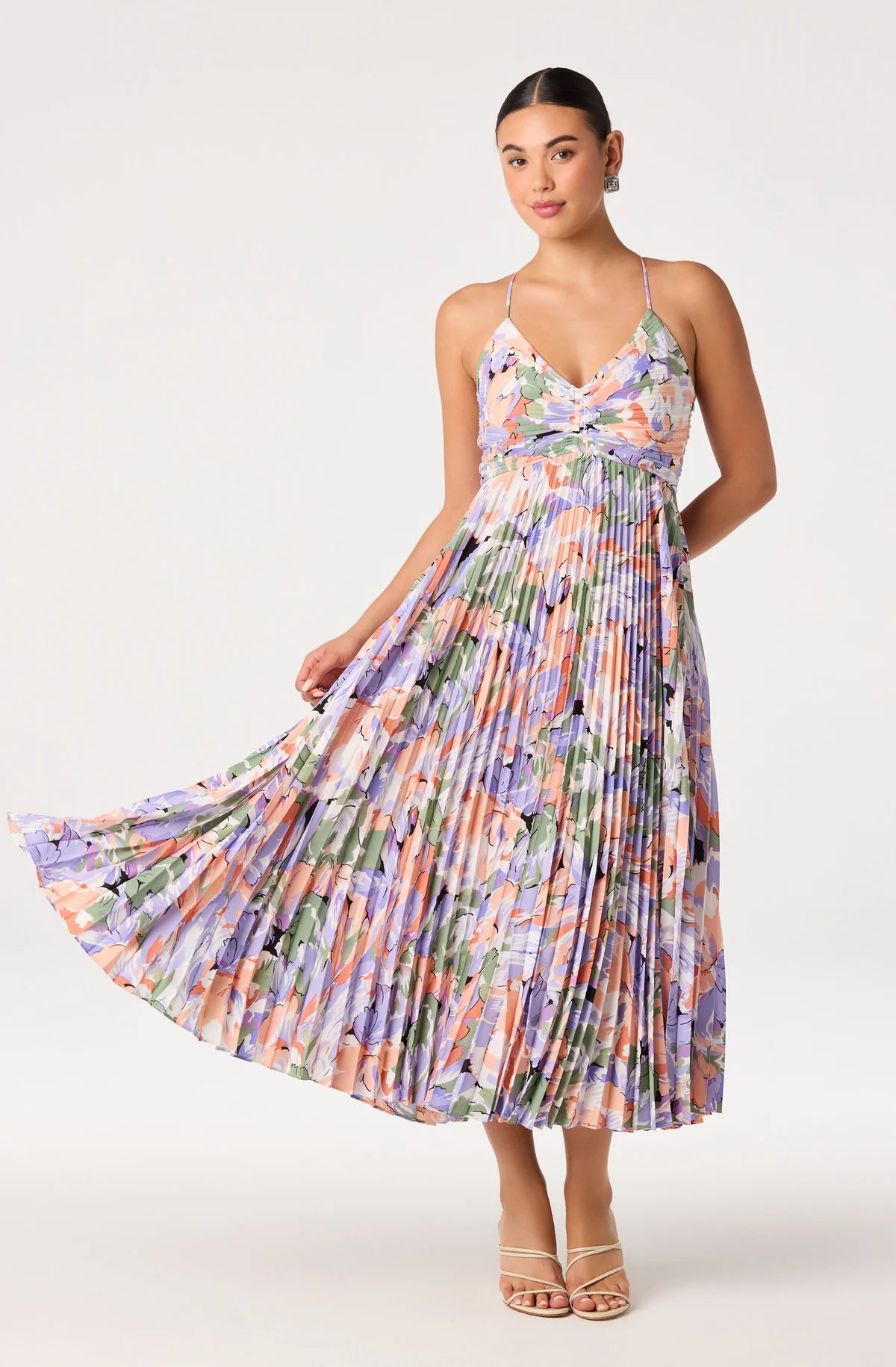 blythe pleated cutout dress Coral Multi – MUSE APPAREL the brand has stood Size:28 (ADD +$10) Sleeveless White Midi Dress Size 5 Girls Dress