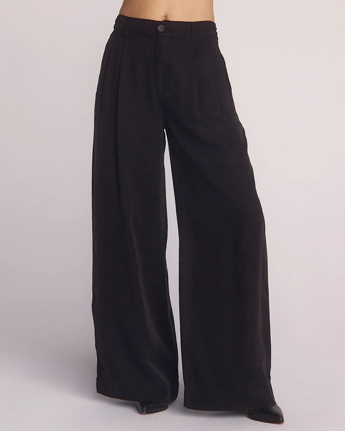 Double Pleated Wide Leg High Waist Black
