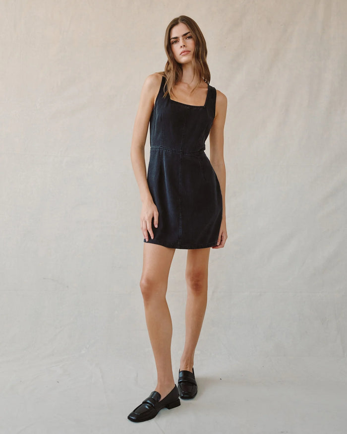 Fitted Mini Dress Dark Graphite Wash