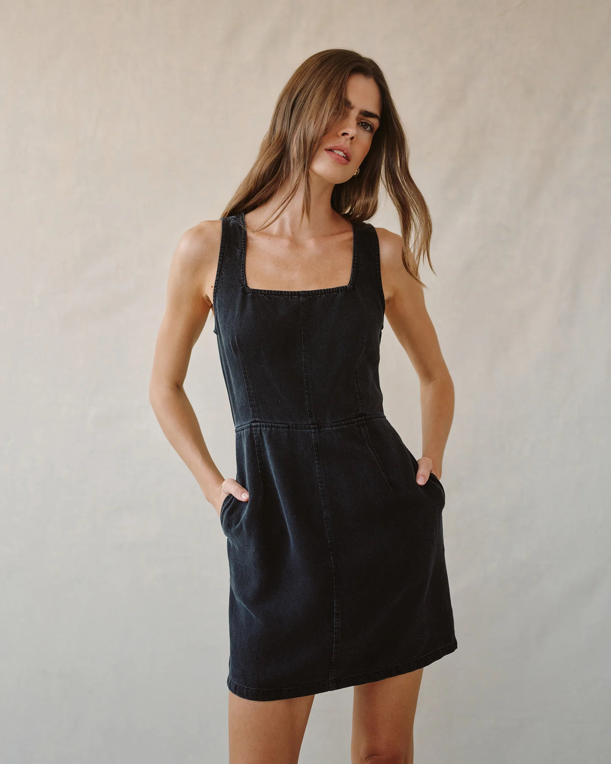 Fitted Mini Dress Dark Graphite Wash