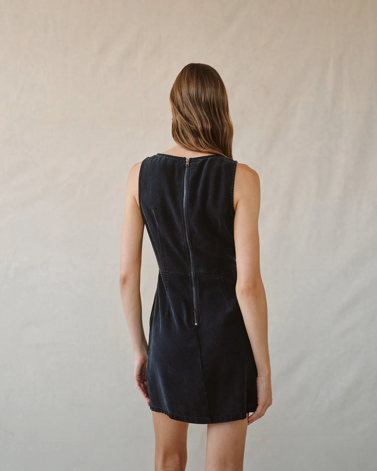 Fitted Mini Dress Dark Graphite Wash