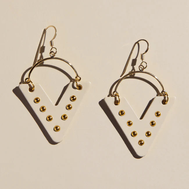 Ecru Studded Sutton Earrings