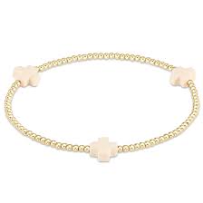 Enewton Signature Cross Gold Pattern 2mm Bead Bracelet
