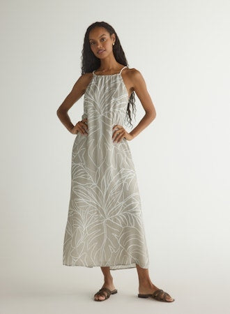 MAXI HALTER DRESS Tropical Print