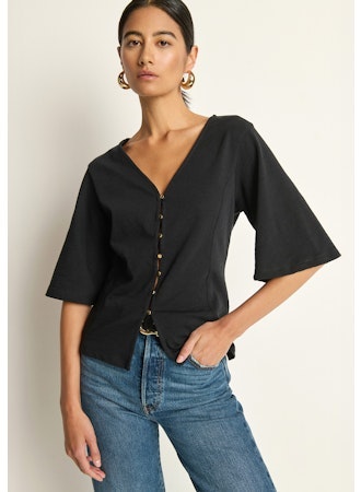Gisela Half Sleeve Top Jet Black