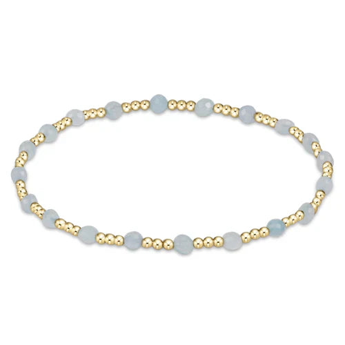 Enewton Gemstone Gold Sincerity Pattern 3mm Bead Bracelet - Aquamarine