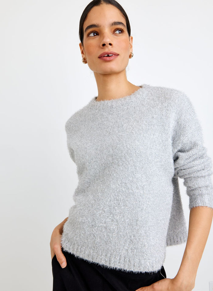 Bella Dahl Slouchy Sweater Silver Shimmer