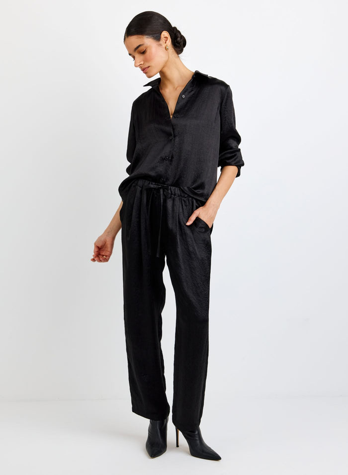 Bella Dahl Pull on Slouchy Trouser Black