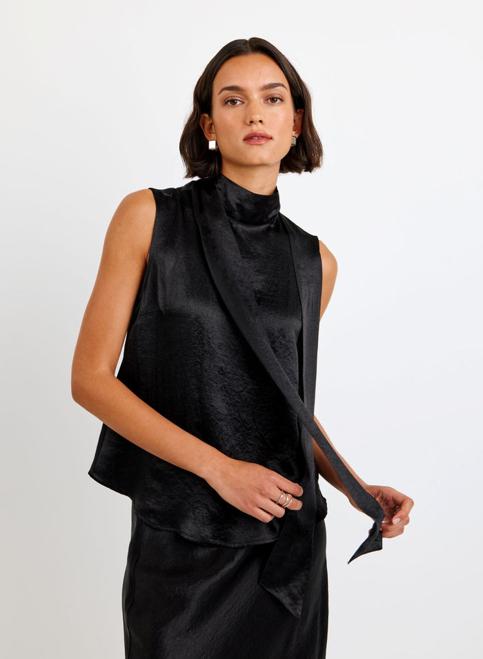 Bella Dahl Scarf Neck Blouse Black