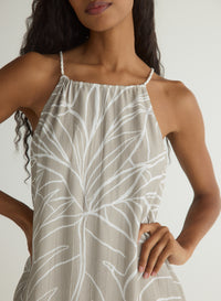 MAXI HALTER DRESS Tropical Print