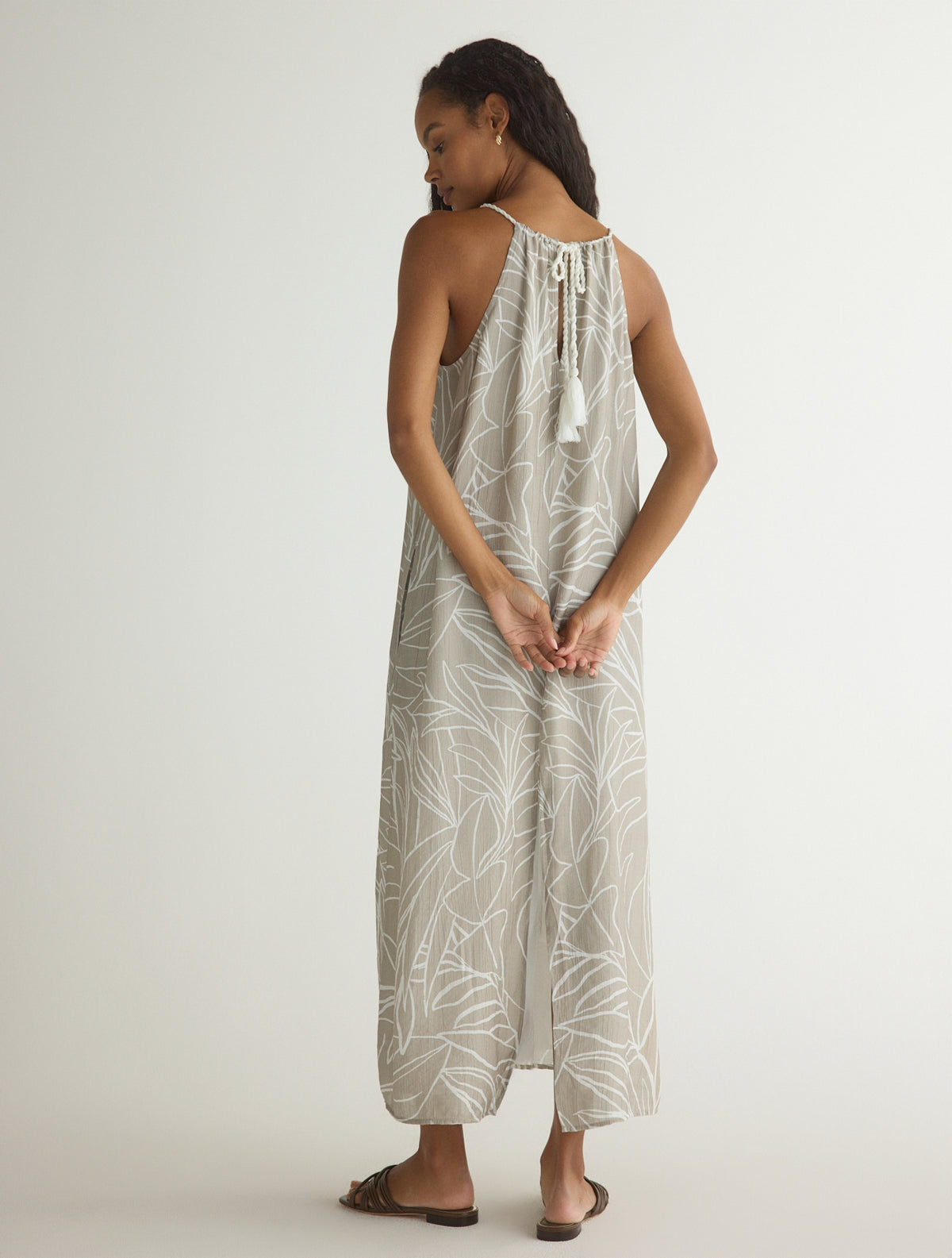 MAXI HALTER DRESS Tropical Print