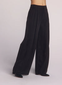 Double Pleated Wide Leg High Waist Black