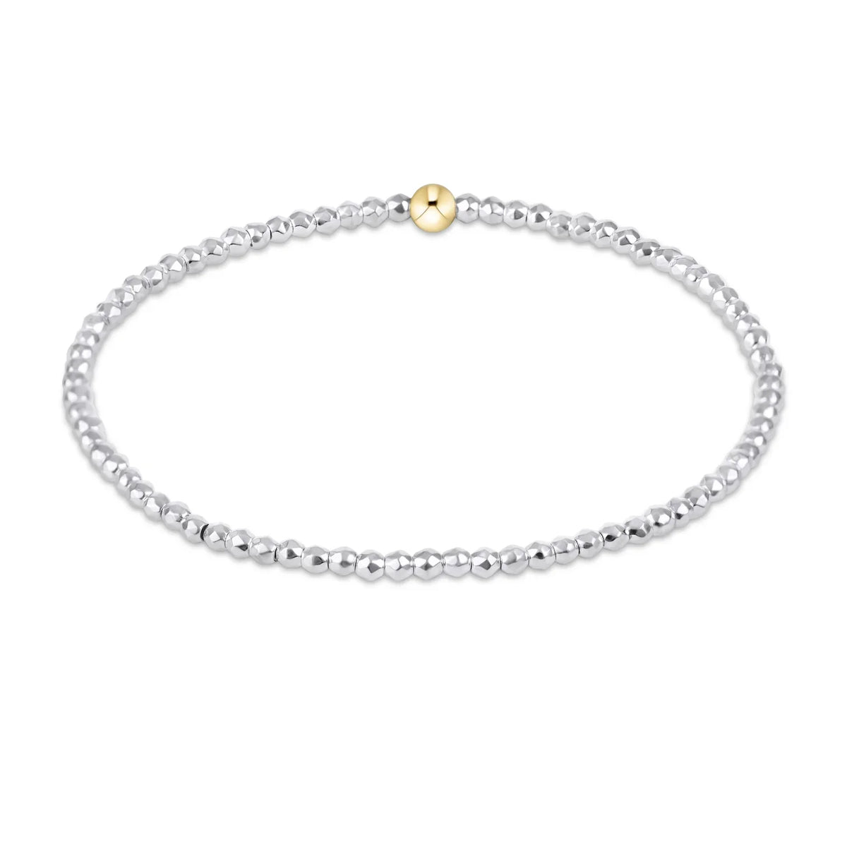 Enewton Bright Silver Faceted Hematite 2mm Bead Bracelet