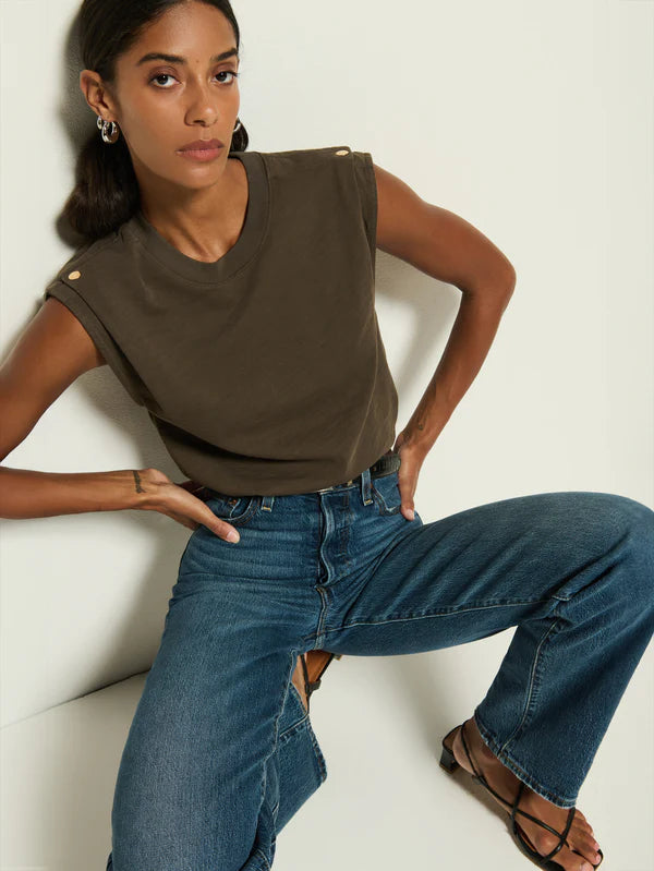 Marina Muscle Tee W/ Shoulder Espresso
