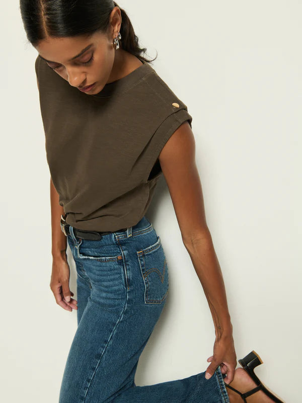 Marina Muscle Tee W/ Shoulder Espresso