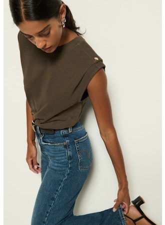 Marina Muscle Tee W/ Shoulder Espresso