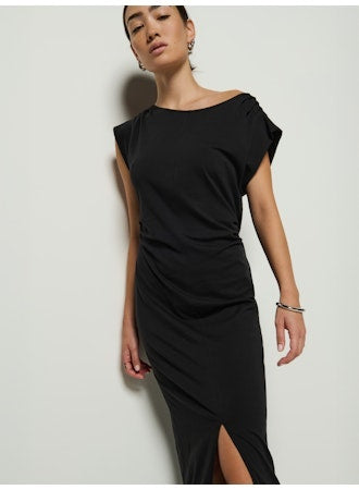 Salma Pleated Dress Jet Black