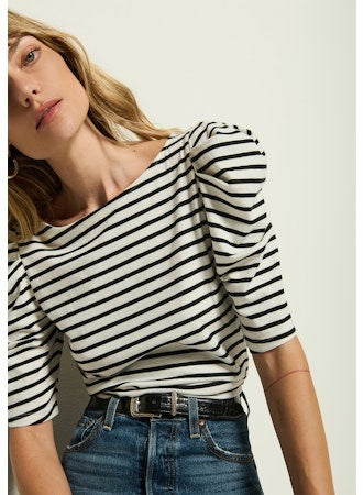 Emery Boat Neck Top Cross Walk Stripe