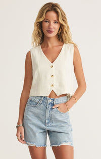 Marta Linen Vest White