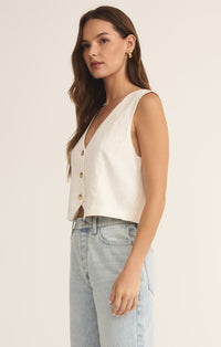 Marta Linen Vest White