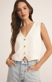 Marta Linen Vest White