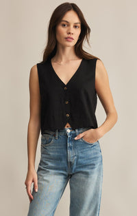 Marta Linen Vest Black