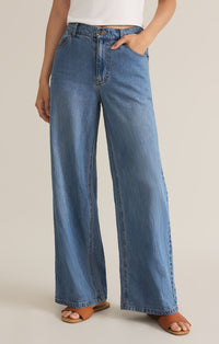 Mia Loose Wide Leg Denim Pant Worn Indigo