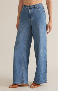 Mia Loose Wide Leg Denim Pant Worn Indigo