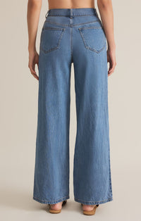 Mia Loose Wide Leg Denim Pant Worn Indigo