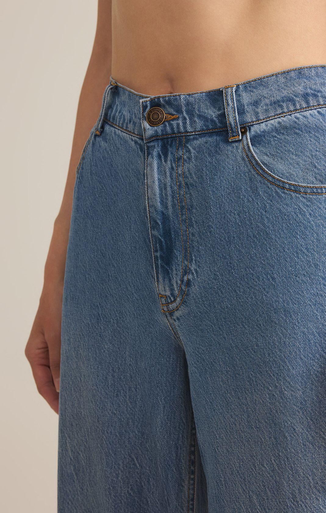 Mia Loose Wide Leg Denim Pant Worn Indigo