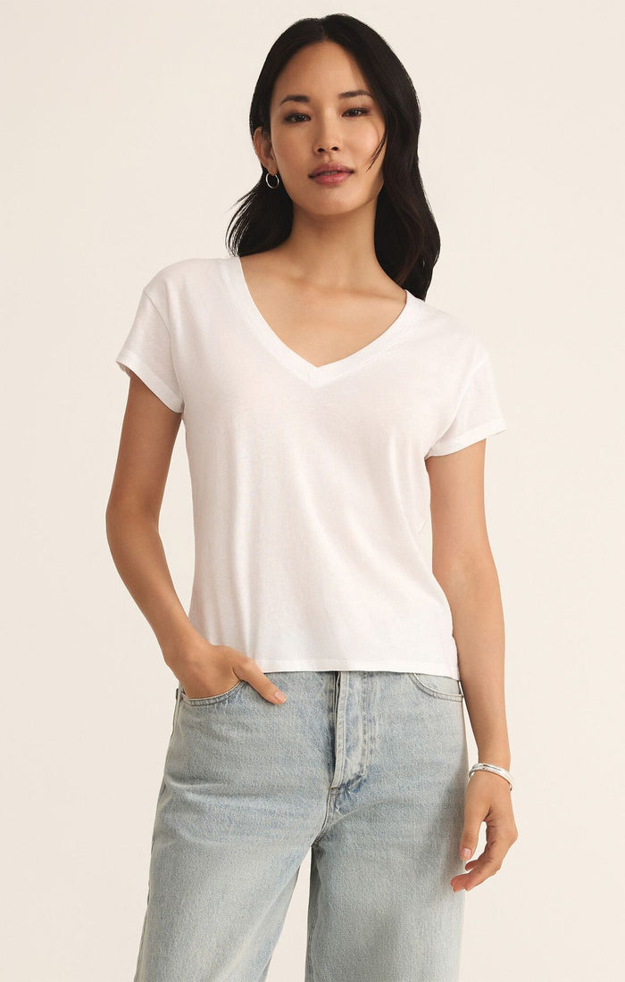 Z SUPPLY  Modern V-Neck Tee White