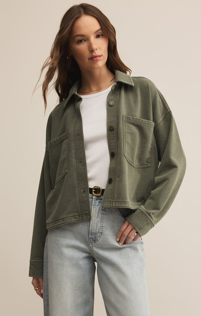 All Day Cropped Knit Jacket Hunter Green
