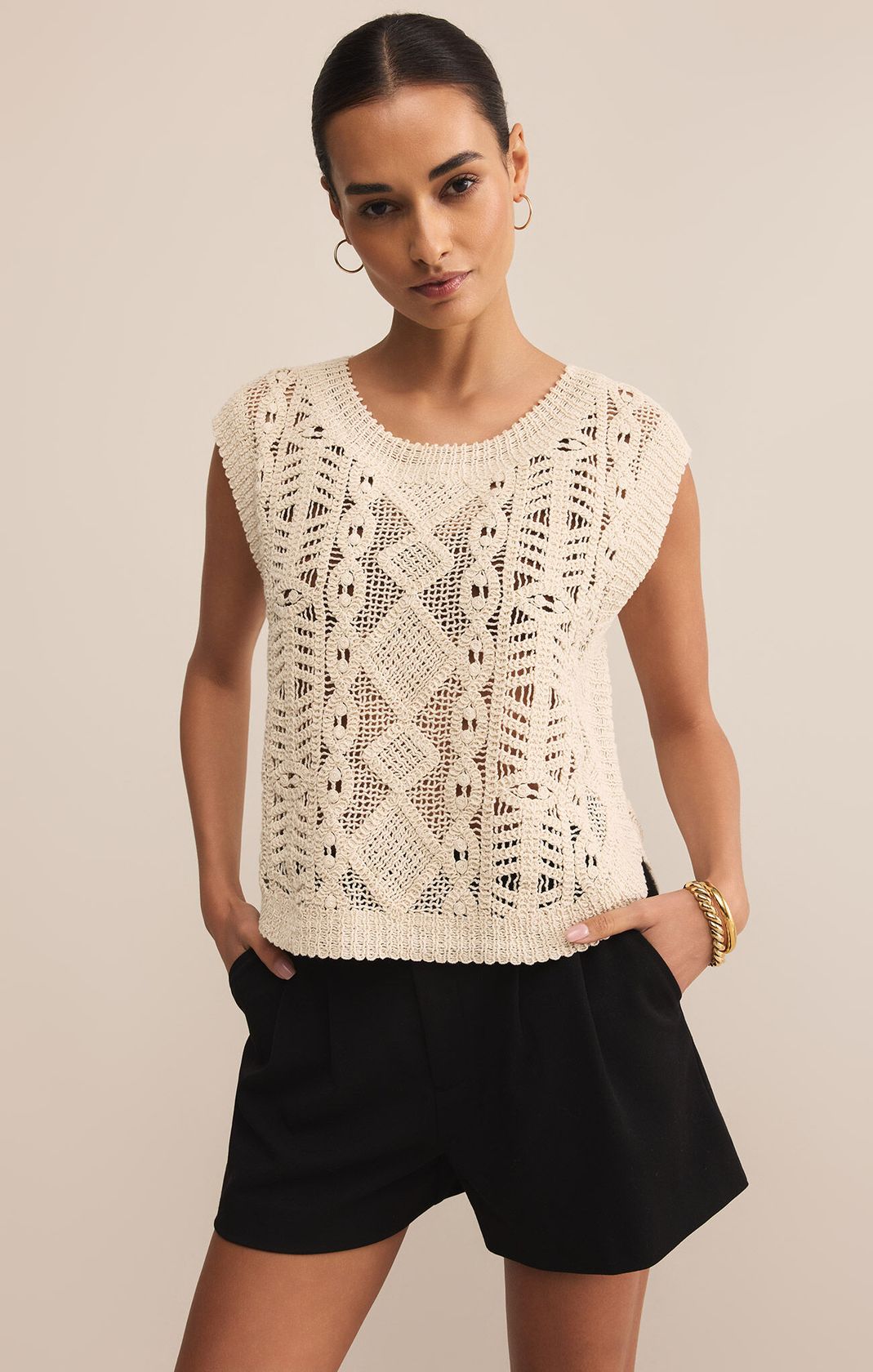 トップス LINE STONE ODOLLY POLA ZIPPER CROP MTM トップス LINE STONE ODOLLY POLA ZIPPER CROP MTM