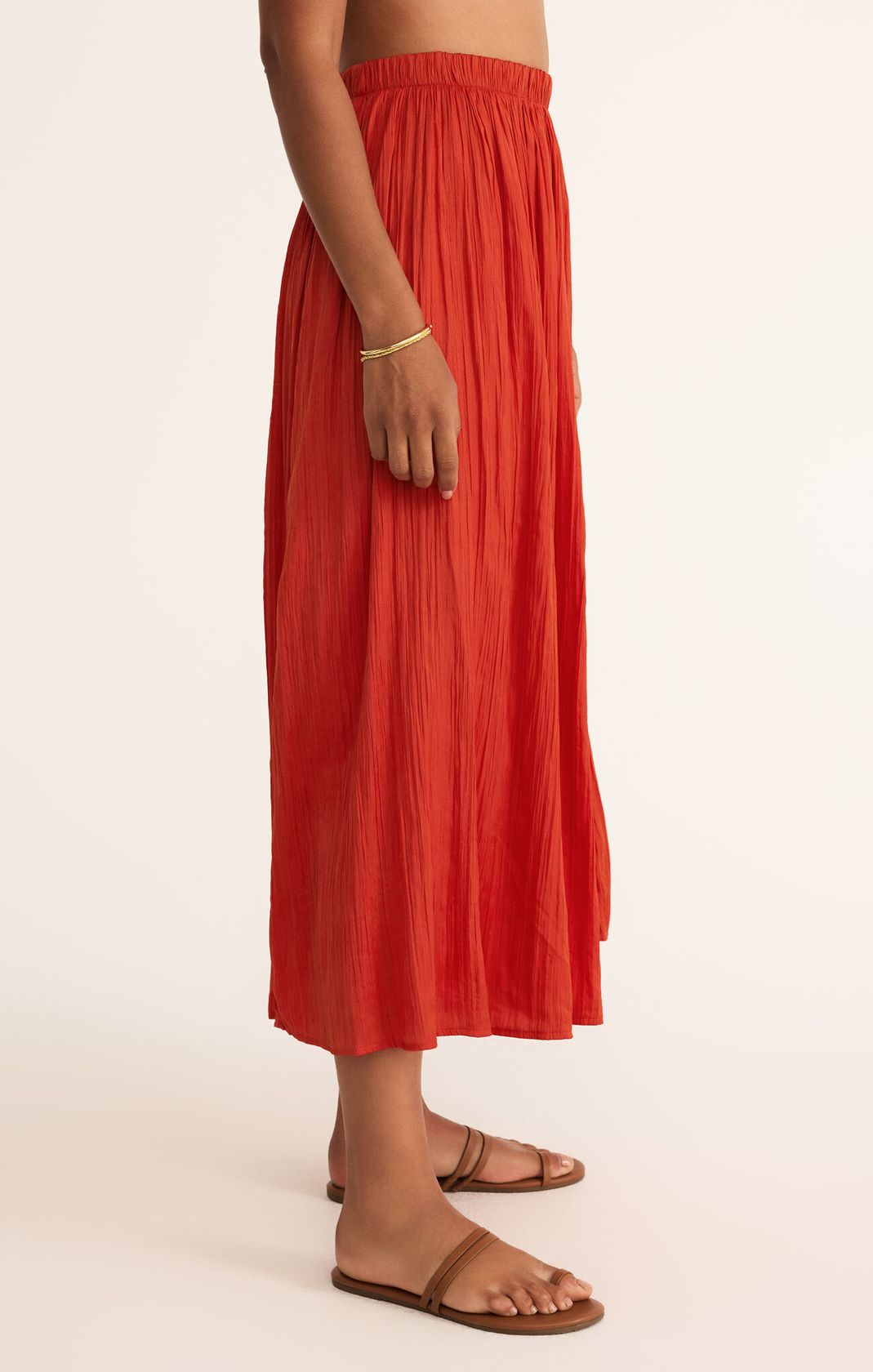 Nicoline Crinkle Midi Skirt Cabana Red