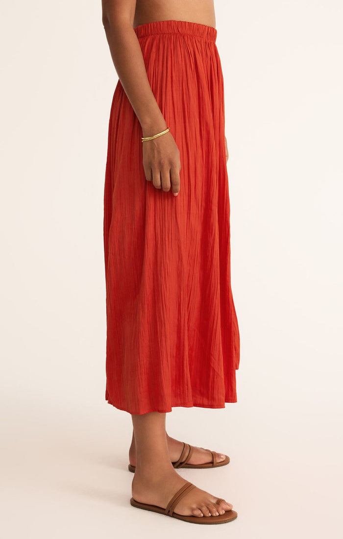 Nicoline Crinkle Midi Skirt Cabana Red