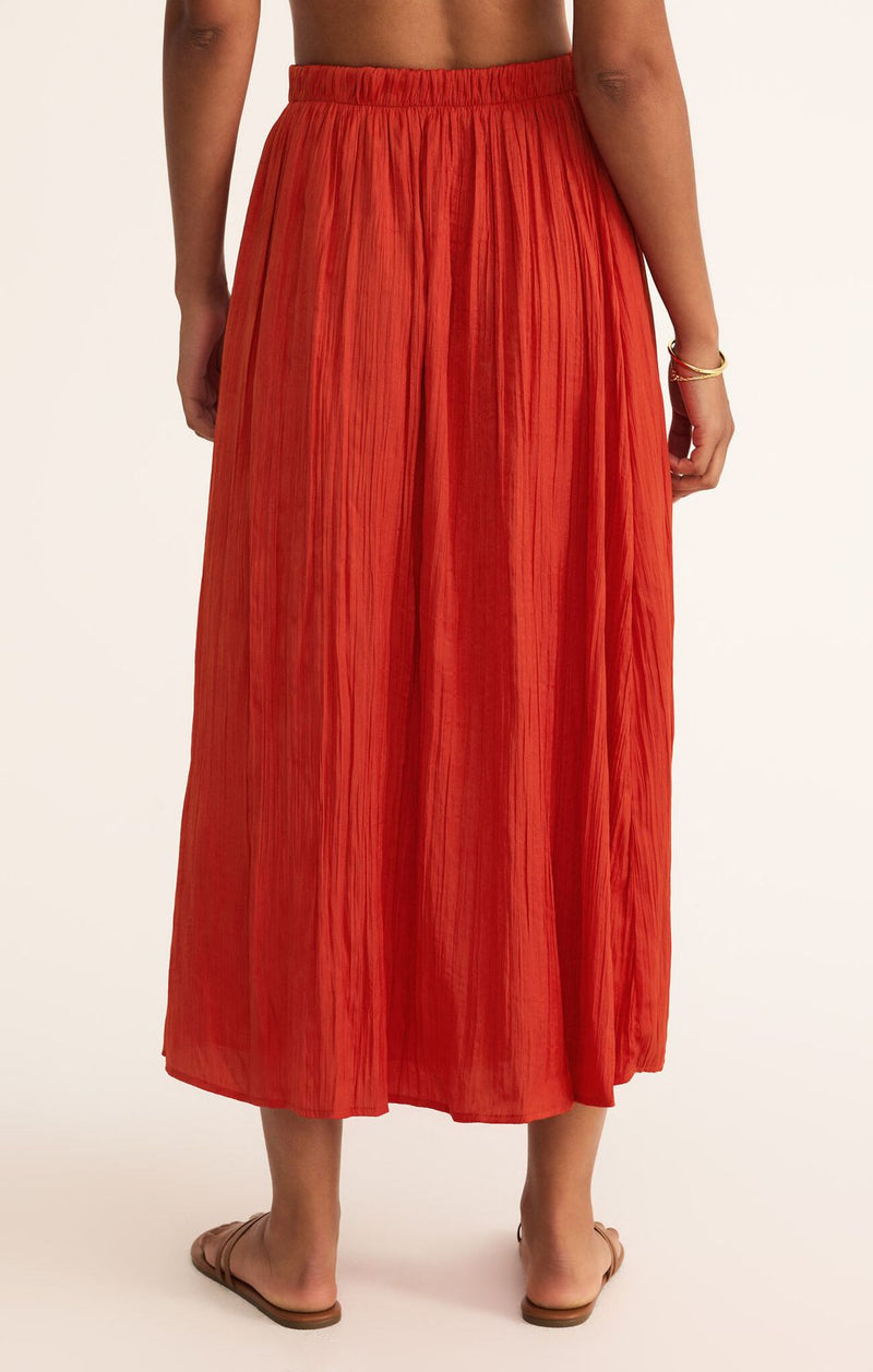 Nicoline Crinkle Midi Skirt Cabana Red