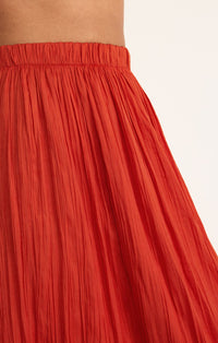 Nicoline Crinkle Midi Skirt Cabana Red