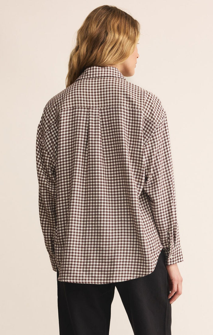 River Plaid Button Up Chocolate Cherry