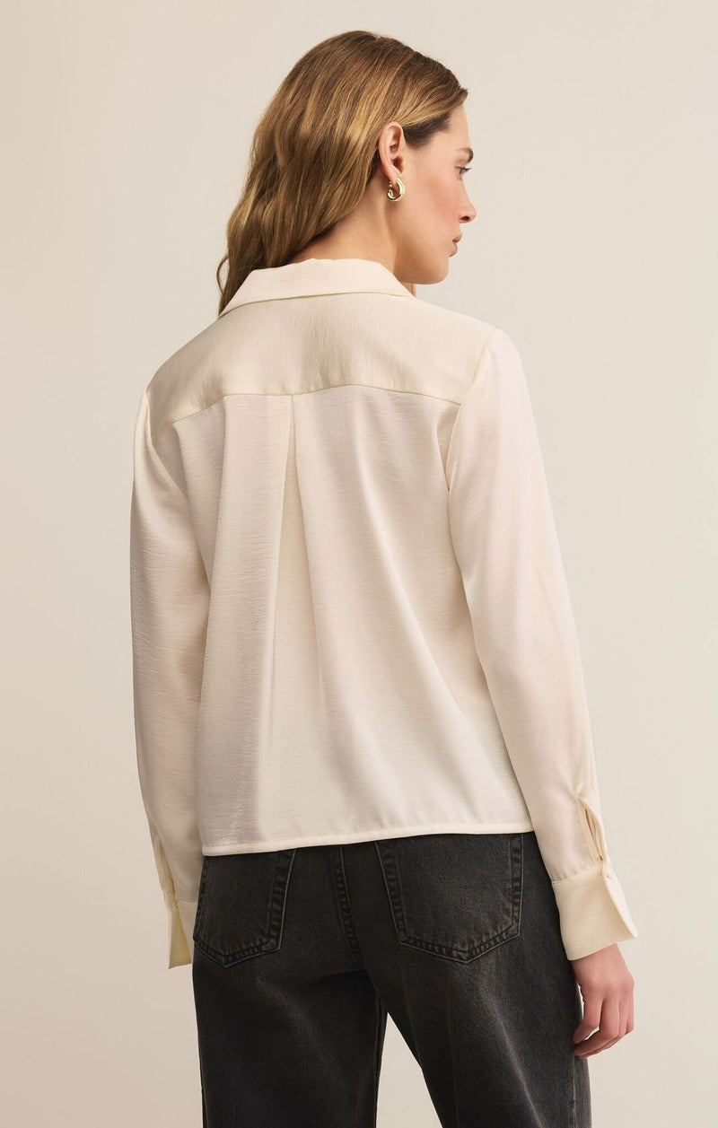 Z Supply Ana Satin Top Cloud