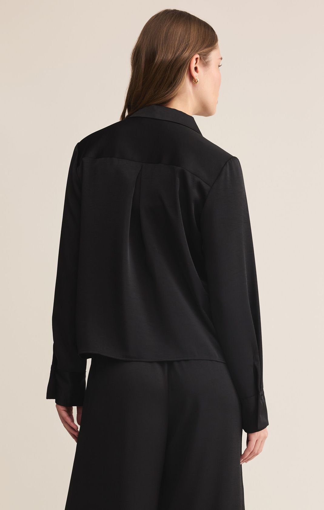 Z Supply Ana Satin Top Black