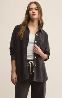 Z Supply All Day Knit Denim Jacket Vintage Black