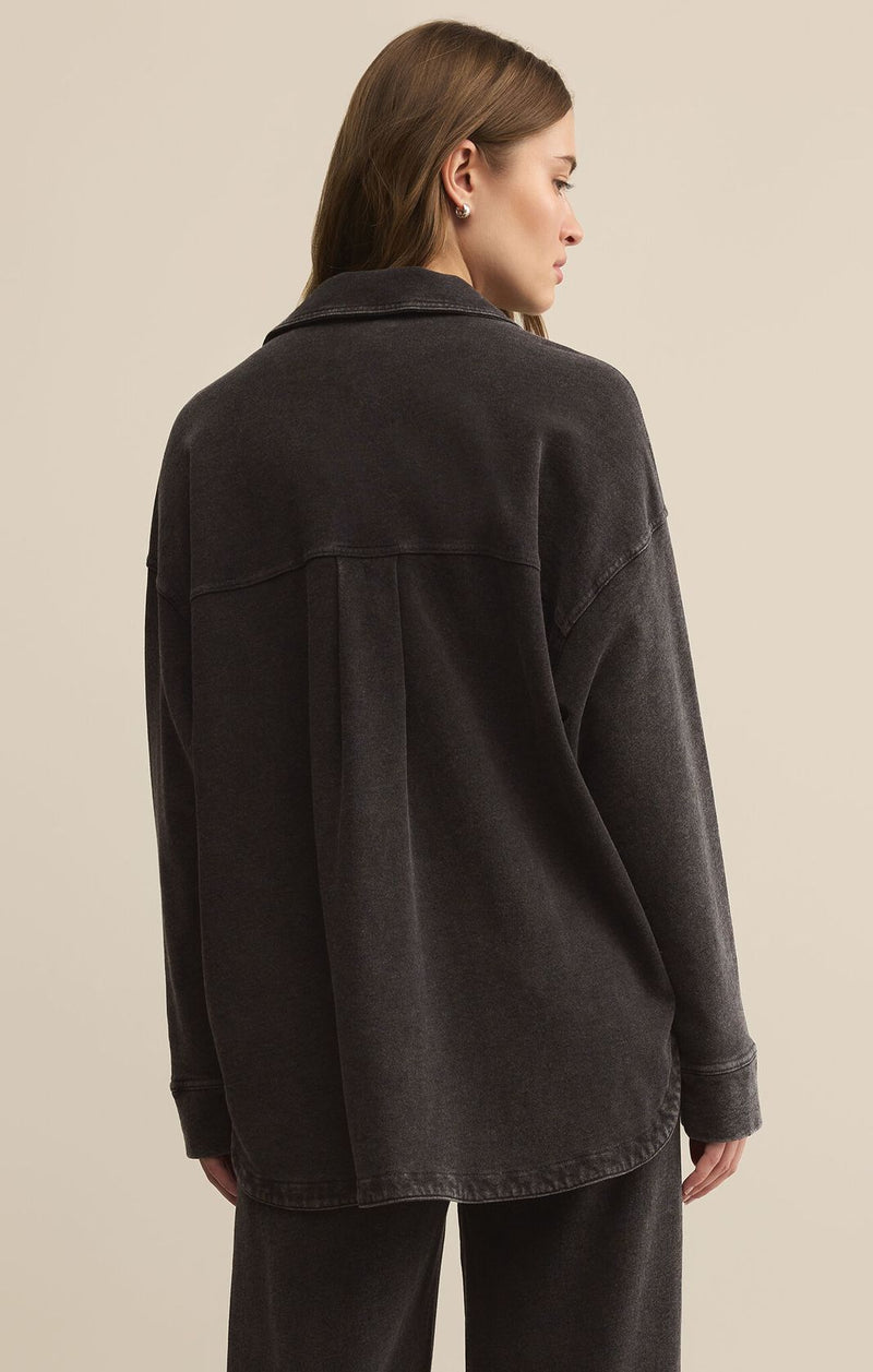 Z Supply All Day Knit Denim Jacket Vintage Black