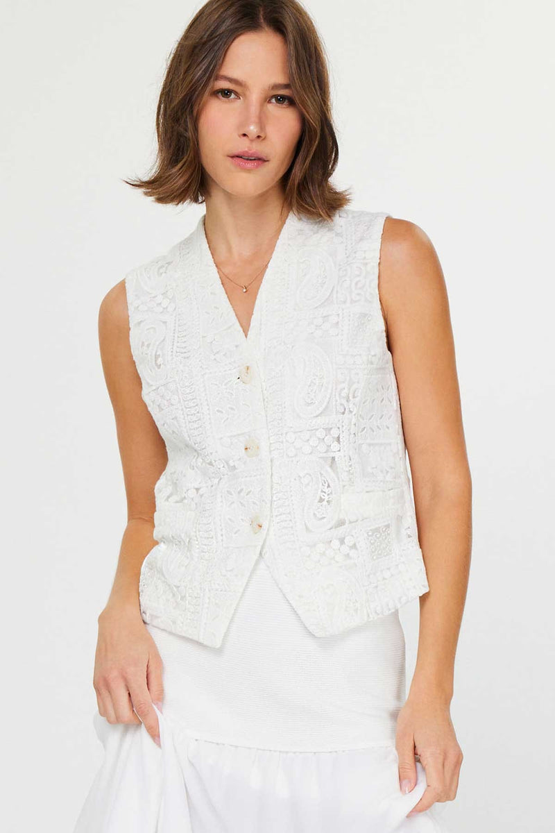 White Eyelet Vest