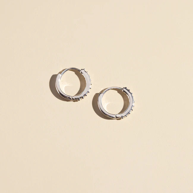 Silver Pave Huggies