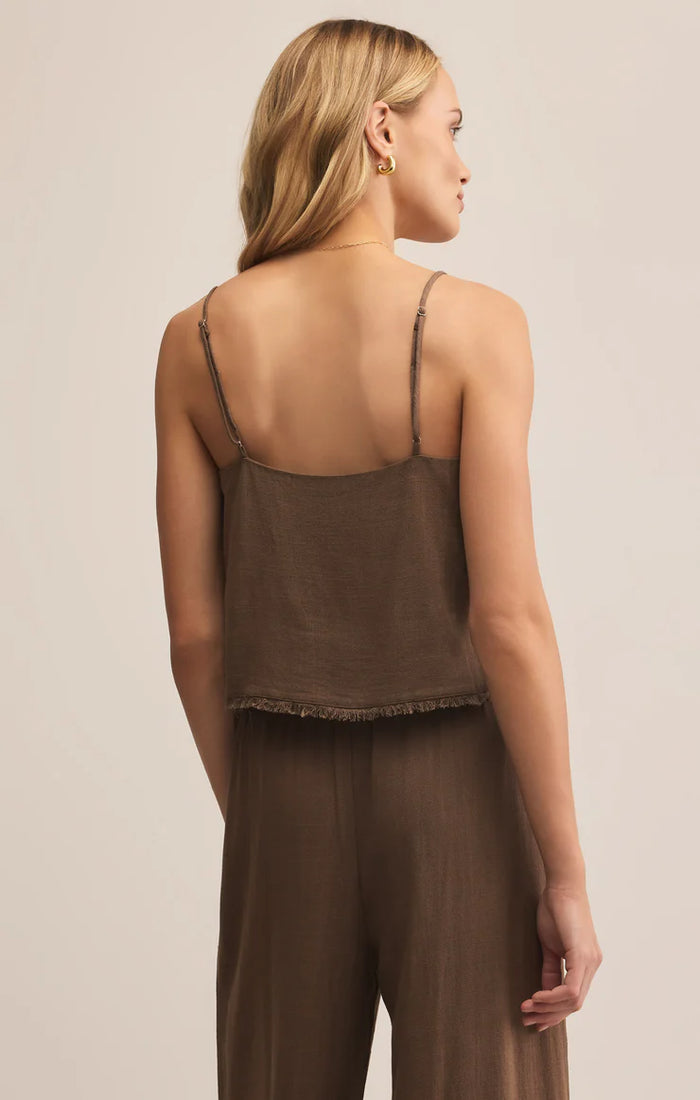 Sabel Cropped Linen Tank Tiki