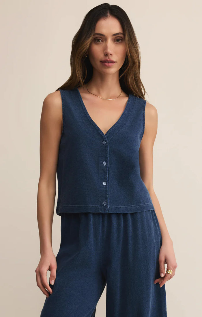 Solace Jersey Denim Top Indigo