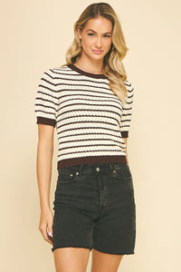Striped Short Sleeve Sweater