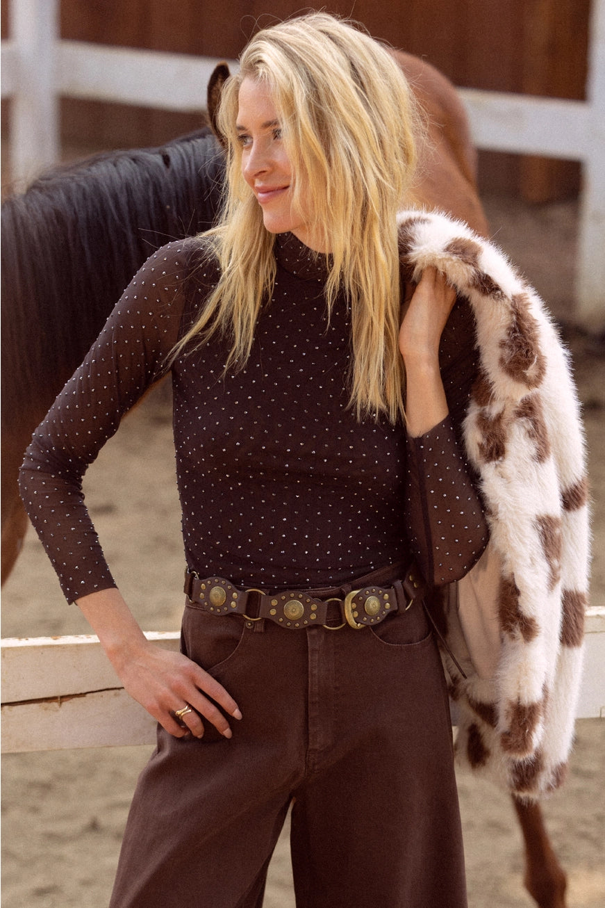 Espresso Mesh Top
