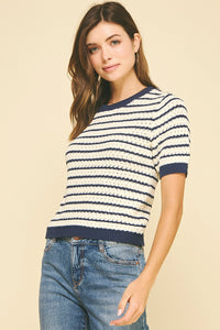 Striped Short Sleeve Sweater