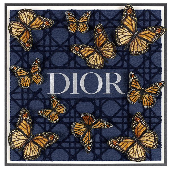 Stephen Wilson Studio Dior Navy Butterfly Swarm 12"x12"